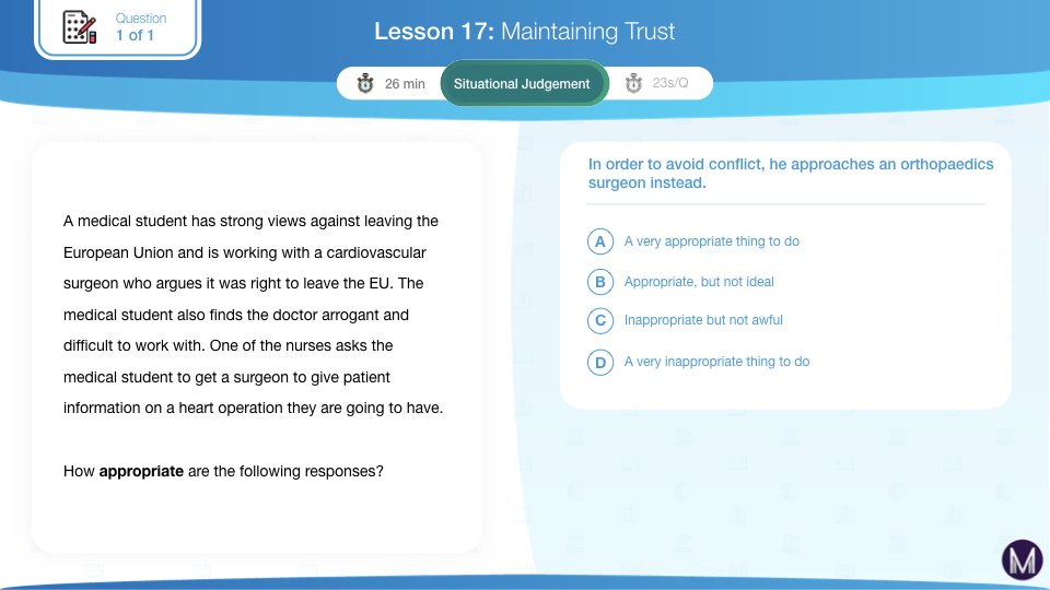 Example SJT UCAT Score Question