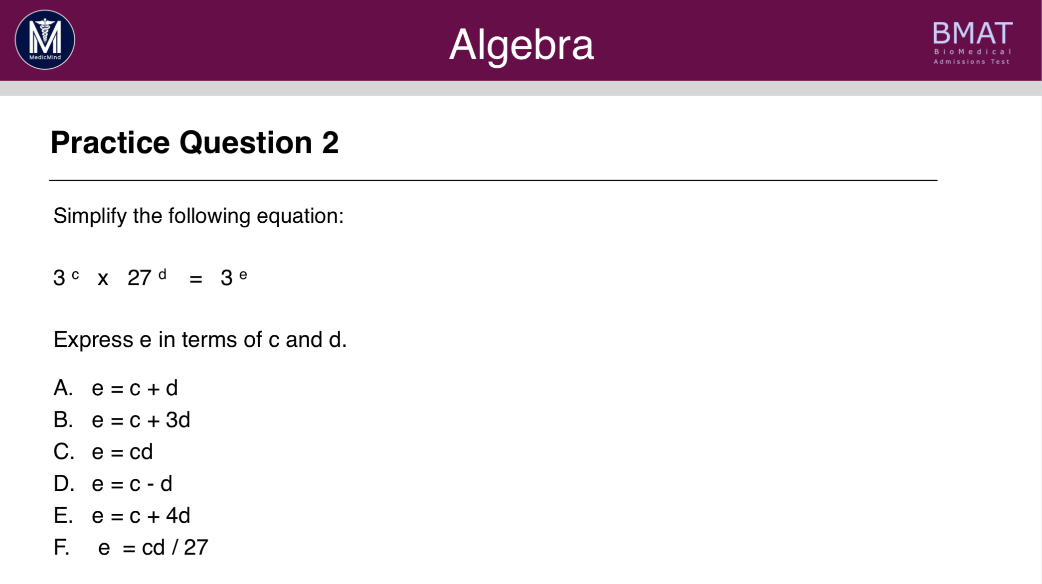 Algebra: Index laws