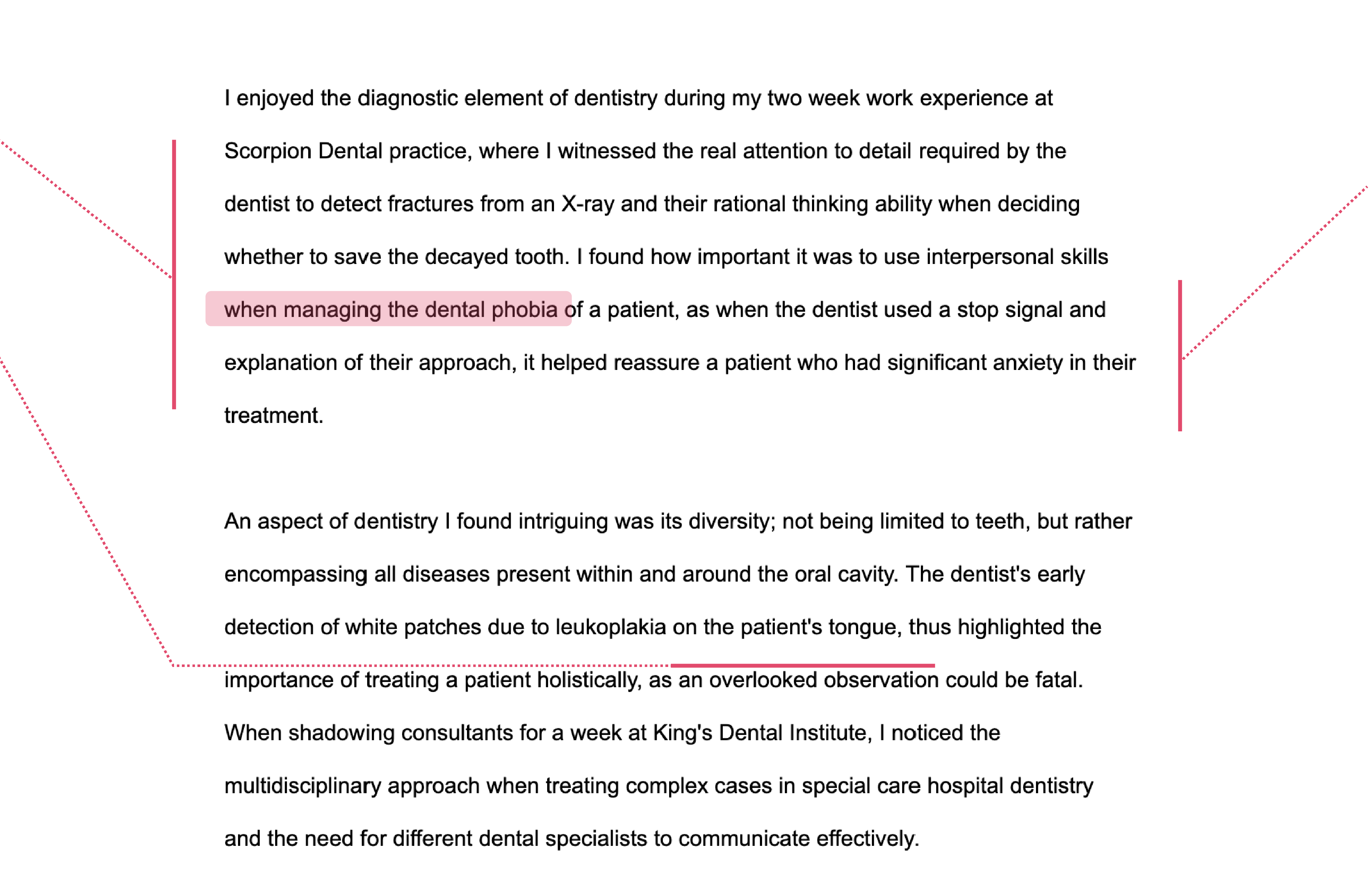 personal statement conclusion for dentistry