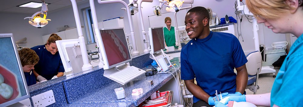 BUSY DENTAL HOSPITAL: In one of the UK’s leading Dental schools, students will be learning from highly experienced, practising professionals, in state of the art learning labs, as well as a 160 station clinic next to the dental hospital. The dental hospital has 60,000 attendances per year, which means students will observe, interact with and treat a wide diversity of patients.