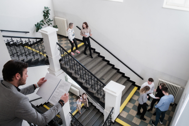 Medical students roaming around the campus