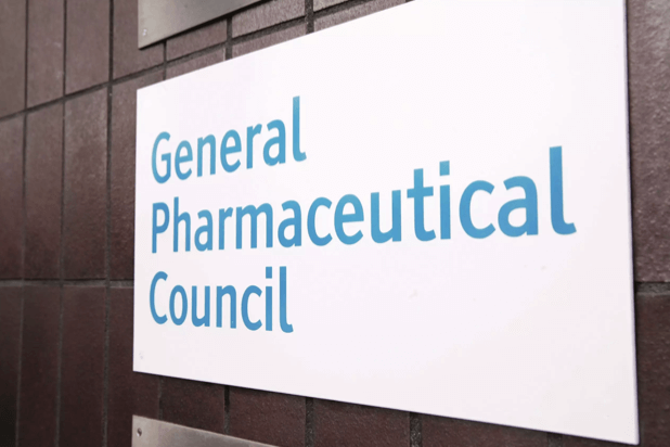A photo of the General Pharmaceutical Council logo, featuring the words 'General Pharmaceutical Council' in bold letters against a white background.