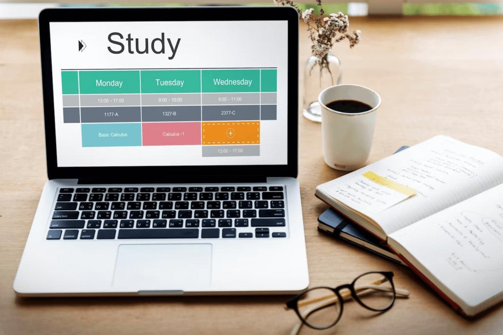 A computer screen displaying a virtual study plan for the PLAB exam.