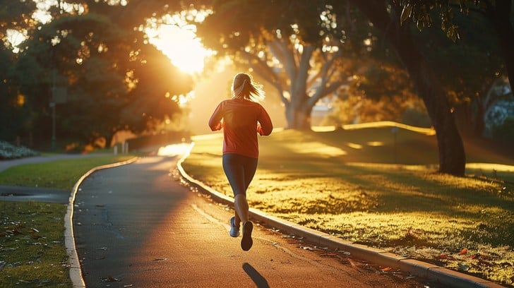 A refreshing sunrise jog, a fresh start to a new day.